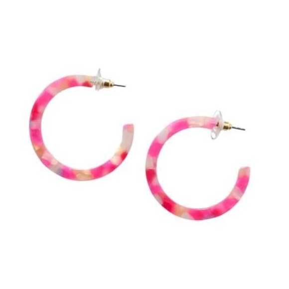 Tropical Pink Hoop Earrings Camy Style - Picture 2 of 8